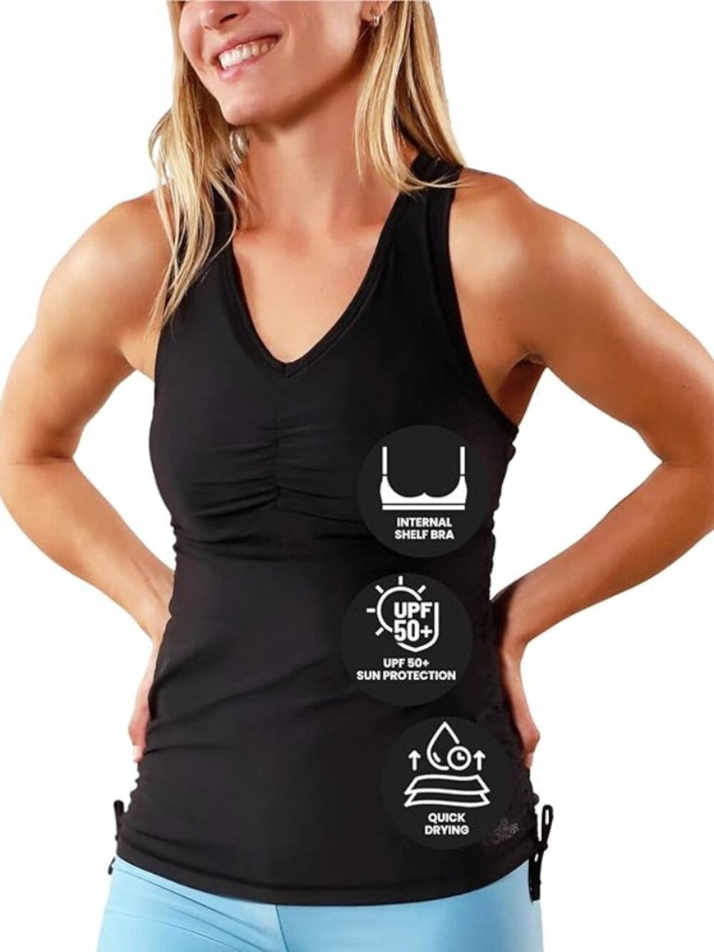 UV SKINZ Women's Swim Tankini Top with Built-in Bra, UPF 50+ - Size XL